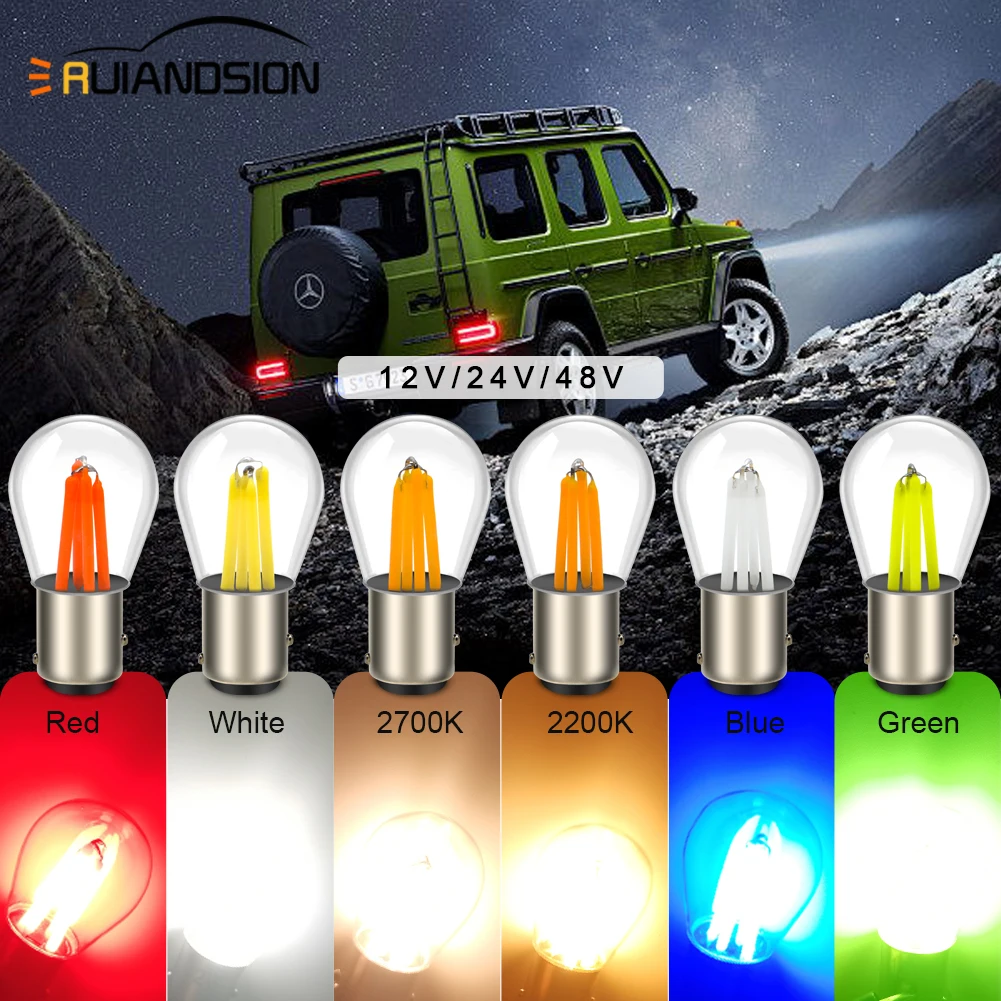 RUIANDISON 1157 BAY15D LED 4 Filament LED Bulb Car Universal Super Bright for Truck Stop Parking Brake Light Tail Lamp 12V 24V
