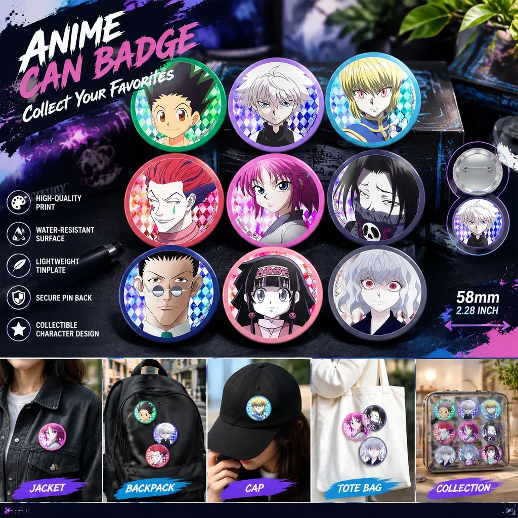 Anime Hunter x Hunter Badge Brooch Pin Killua Feitan Neferpitou Hisoka Cosplay Accessories Collection Gift for Women Men