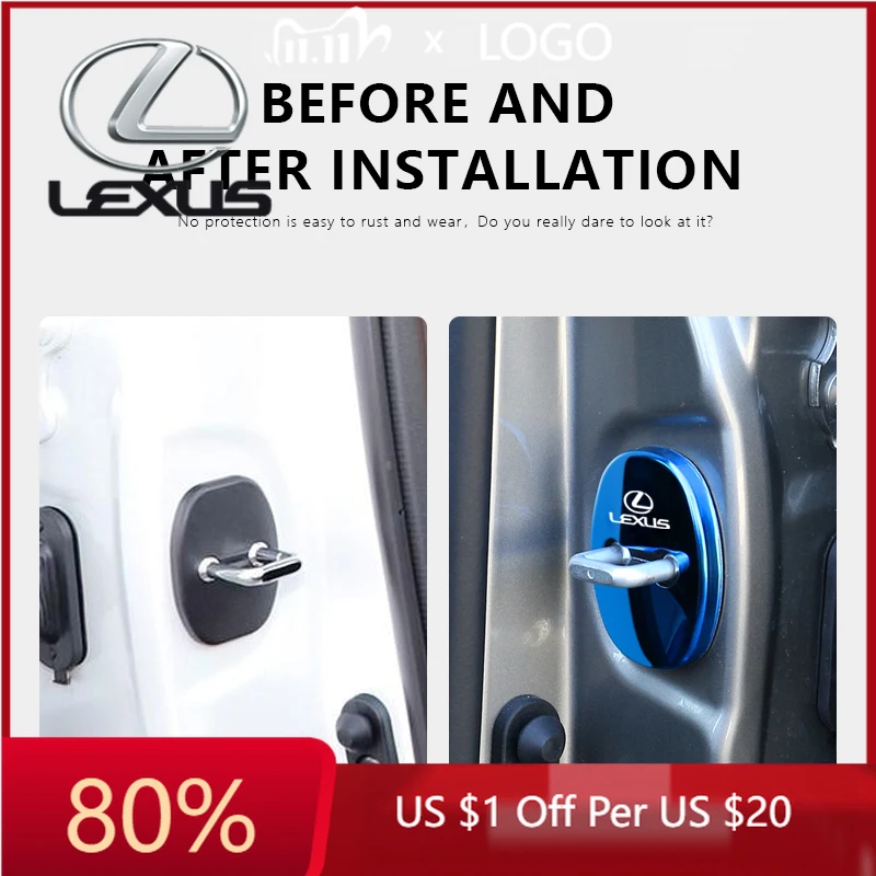 

2026 Hot Interior Stickers For Lexus F SPORT ES RX NX LS UX IS CT GS RC HS SC TX LBX LM LX 4PCS Car Door Lock Cover Stainless St