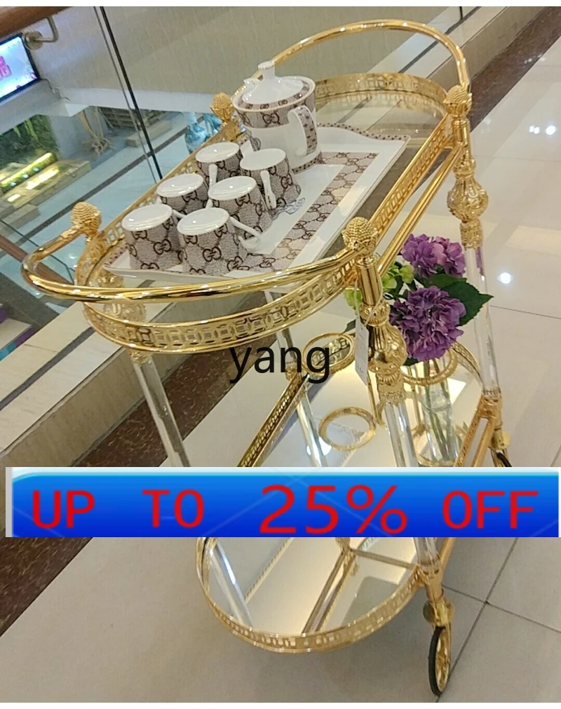 عربة طعام نحاسية مصنوعة من سبائك الفنادق البيضاوية المطلية بالذهب من Lhh وعربة طعام ذات وعاء ساخن #1