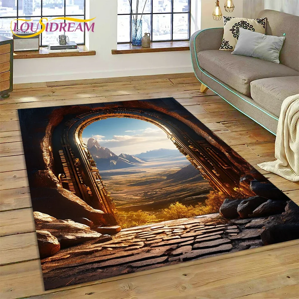 

Ковер с дверными воротами Illusion God's Temple для гостиной, спальни, домашнего дивана, украшения, детский игровой коврик, напольный коврик