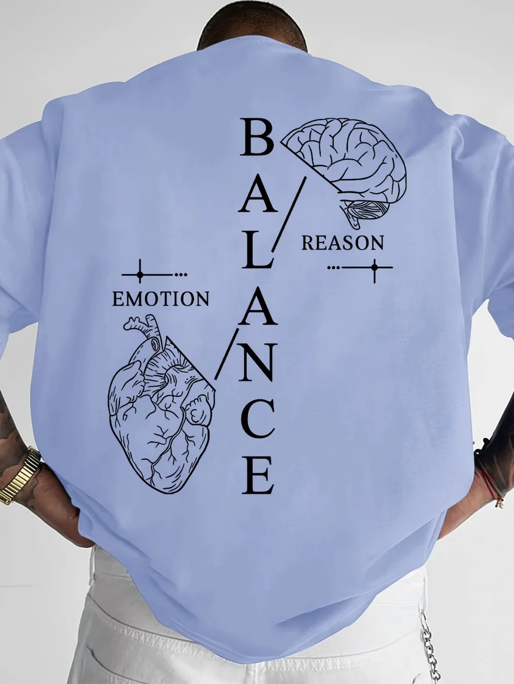 Europäisches und amerikanisches Herren-Sommer-Mode-T-Shirt mit „Balance“-Schriftzug, bequem und atmungsaktiv, Rundhals, Outdoor-Street-Top – Detail 7