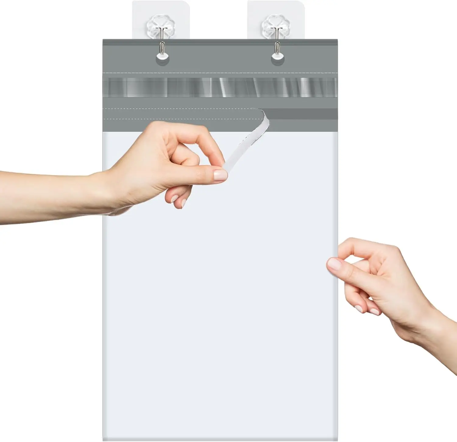 

100PC White Poly Mailers 12x15.5" with Tear Strip & Hanging Holes, Strong Self-Seal Waterproof Shipping Bags for Clothing, Small Business
