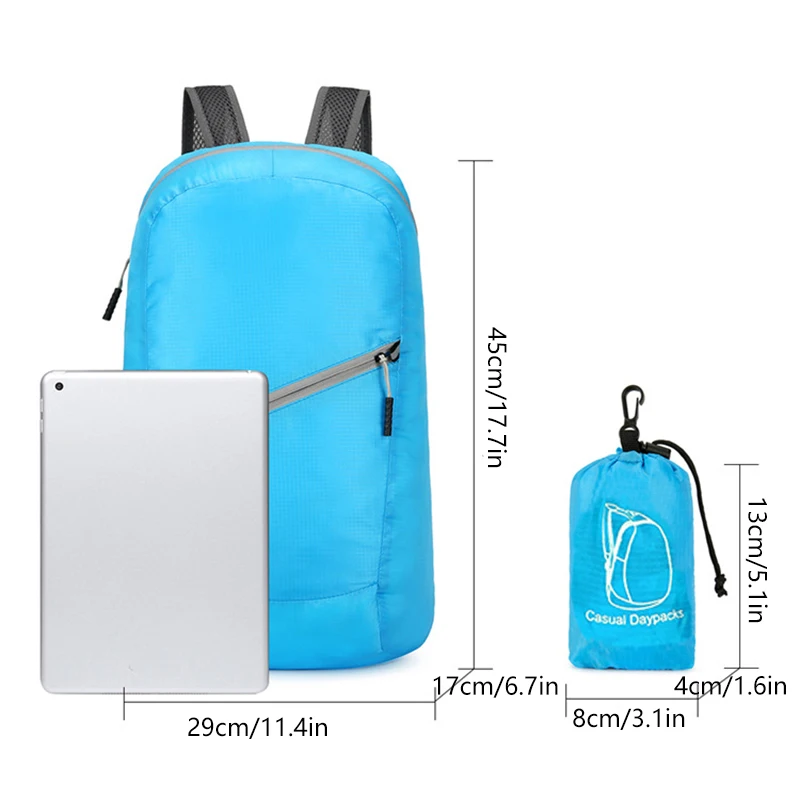 Mochila portátil ligera para exteriores, bolsa de senderismo, impermeable, plegable, ultraligera, para hombre y mujer