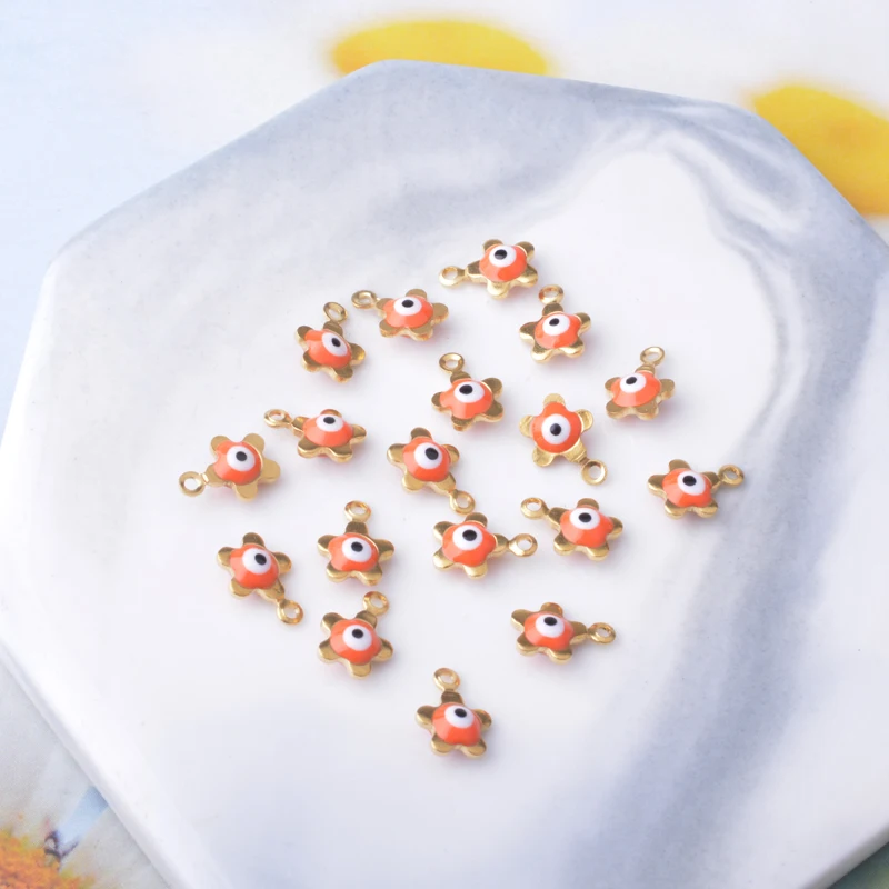 30 Stück beidseitig emaillierte Pflaumenblüten-Anhänger, Mini-Augen-Anhänger für die Schmuckherstellung, Ohrringe, Halsketten, Armbänder – Detail 7