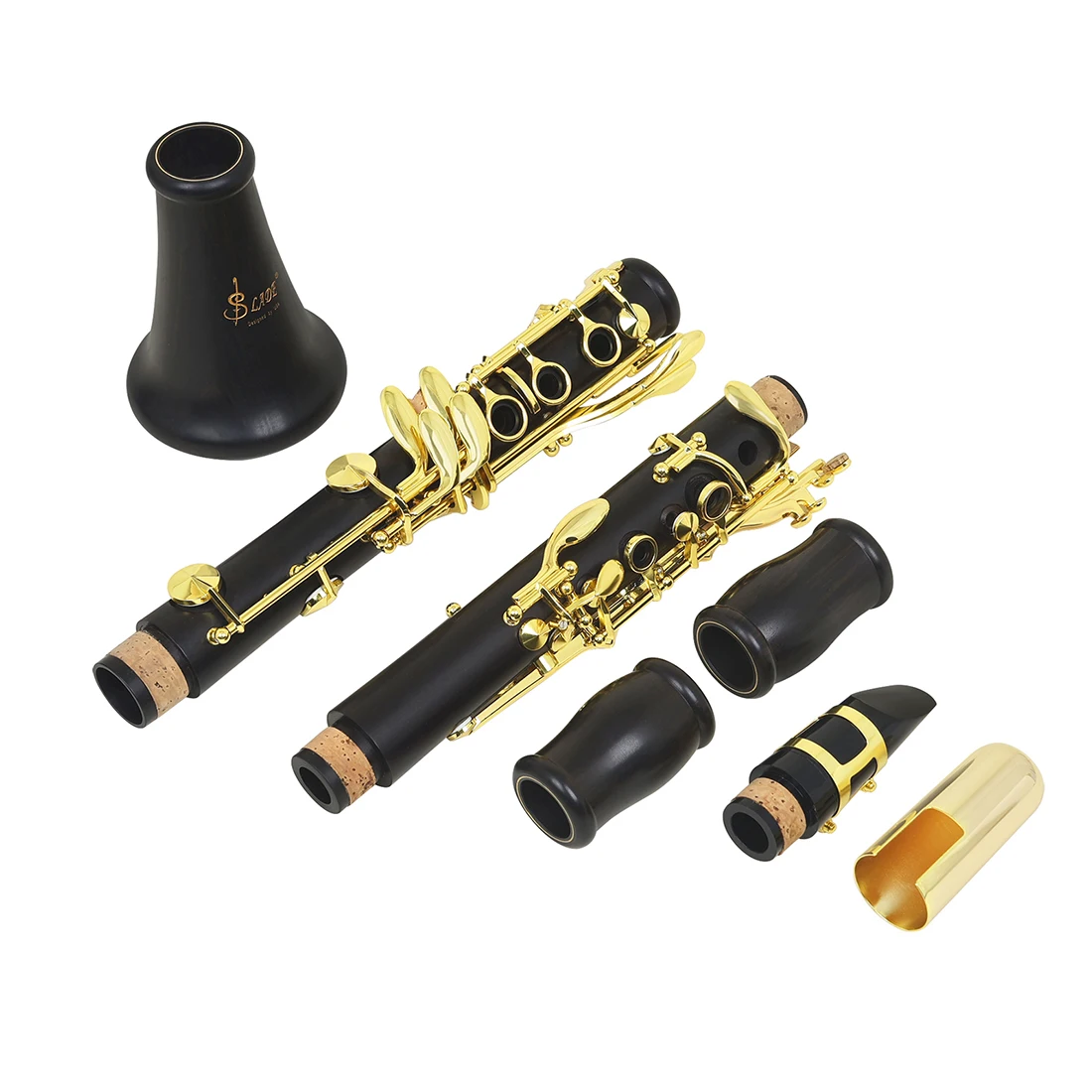 SLADE Bb Clarinet 17 Keys Ebony Wood Gold Plated Keys B Flat Clarinet with Case Ideal for Professional Performance Exam Player