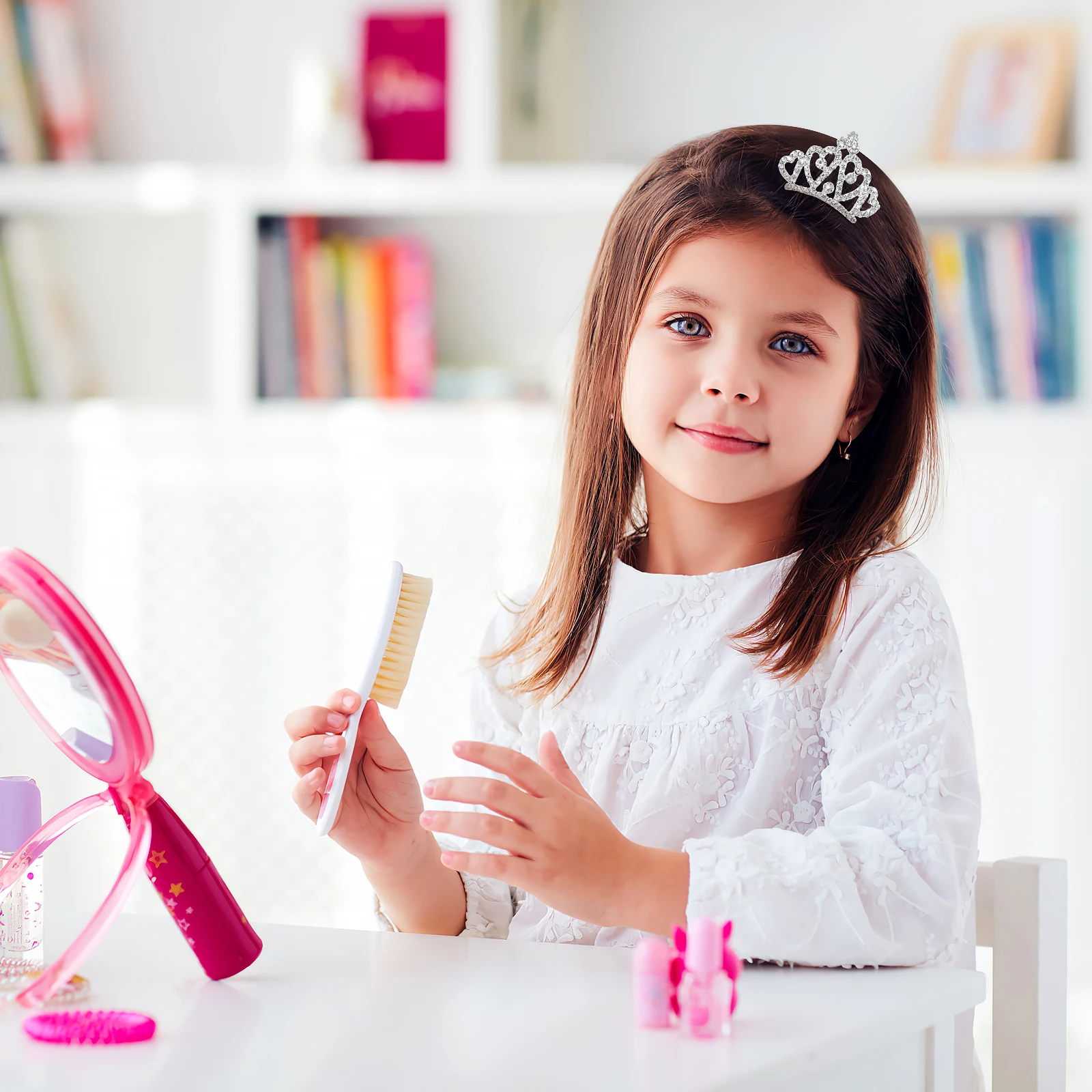 

4pcs Princess Crown Comb Silver Crystal Tiara Headband Rhinestone Hair Piece Toddler Bride Accessories Birthday Party Kids