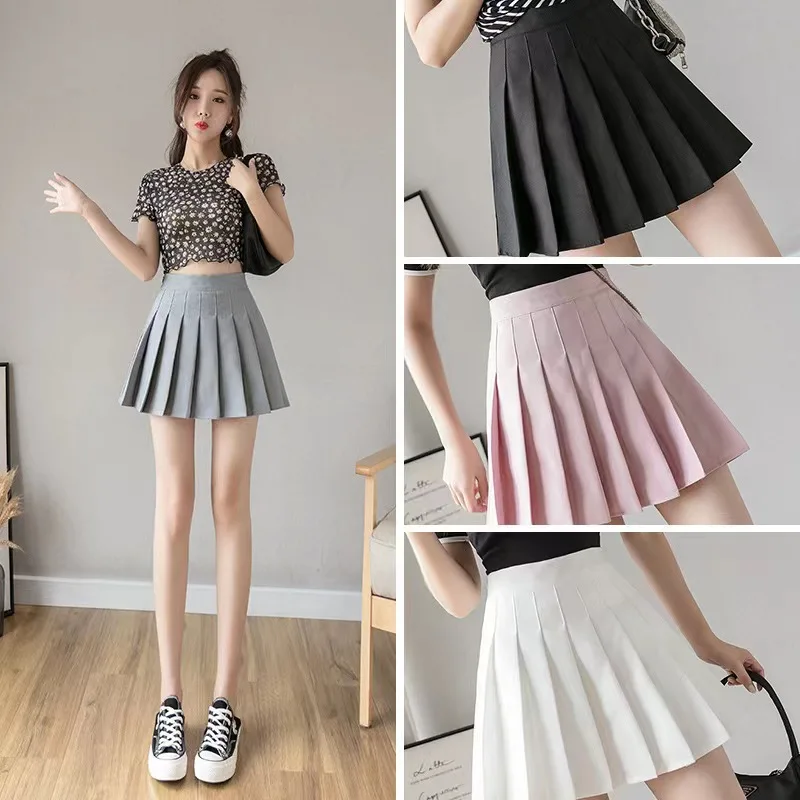 Motorcycle A Line Women Pleated Skirt High Waist Zipper Grey Student Mini Skirt JK Summer New 2024 Black Ladies Suit Skirt