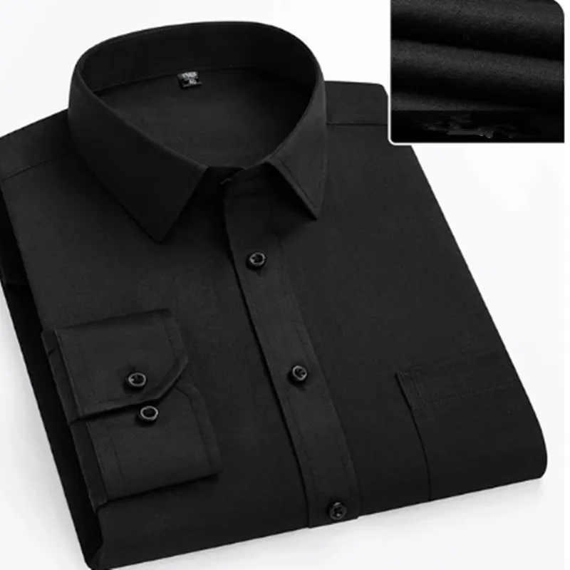 11XL 10XL 9XL 8XL 7XL Super Size New Slim-fit Men\'s Business Shirt Autumn Long Sleeve Casual Social Black White Dress Shirt 2024