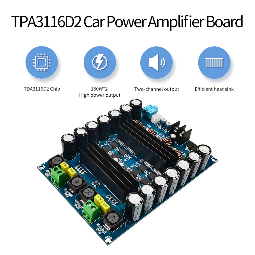 XH-M641 150W * 2 dual channel battery powered high-power amplifier board TPA3116D2 car amplifier DC12V