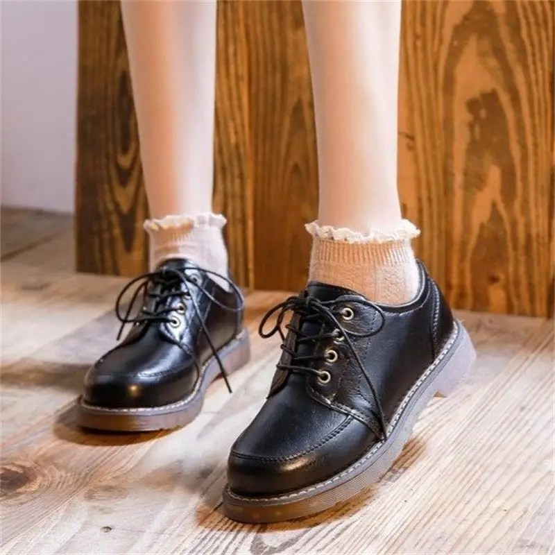 2025 Hot Seller Women Oxfords Women's Shoes Ladies Leather Female Round Toe Sewing Retro Comfortable Footwear Lolita Shoe Brown