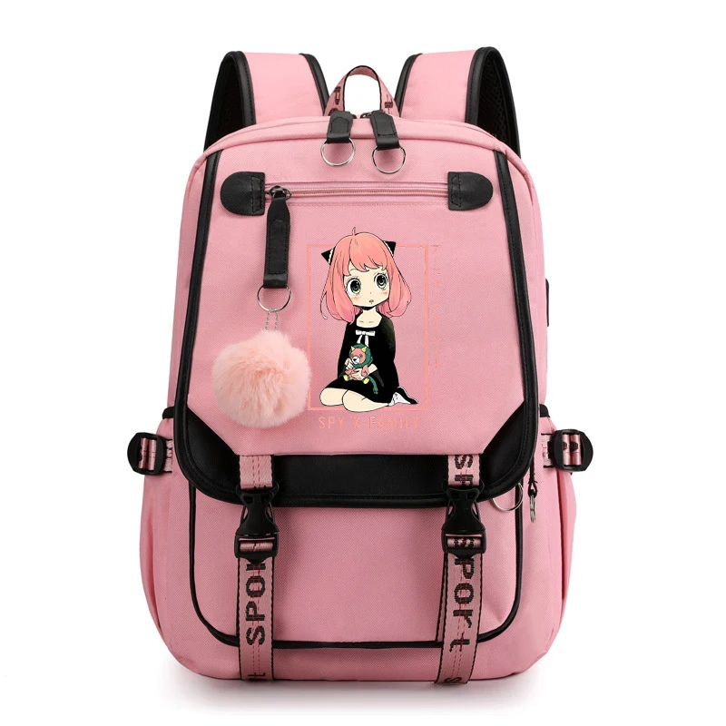 Mochila de impressão Anime para crianças, Bolsa escolar para adolescentes, Bolsa para laptop para meninos e meninas, Anya Forger