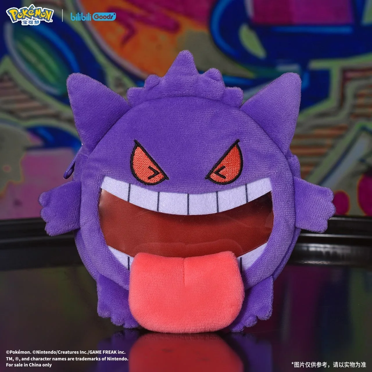 Original Pokemon Gengar Cosplay Plush Mini Headphone Bag Coin Purse Shool Student Velvet Bag Kid Gift