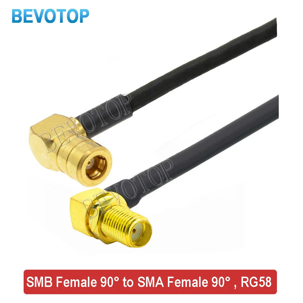 RG58 Cable SMA Male/Female to SMB Female 90° 50 Ohm RG-58 SMA to SMB WIFI Antenna Extension Cable RF Coaxial Jumper Pigtail