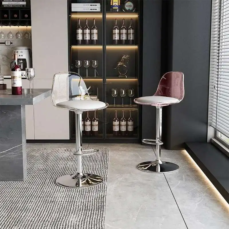 

Acrylic transparent modern simple bar chair company front desk lift back chair home high stool chaise bancos para barra