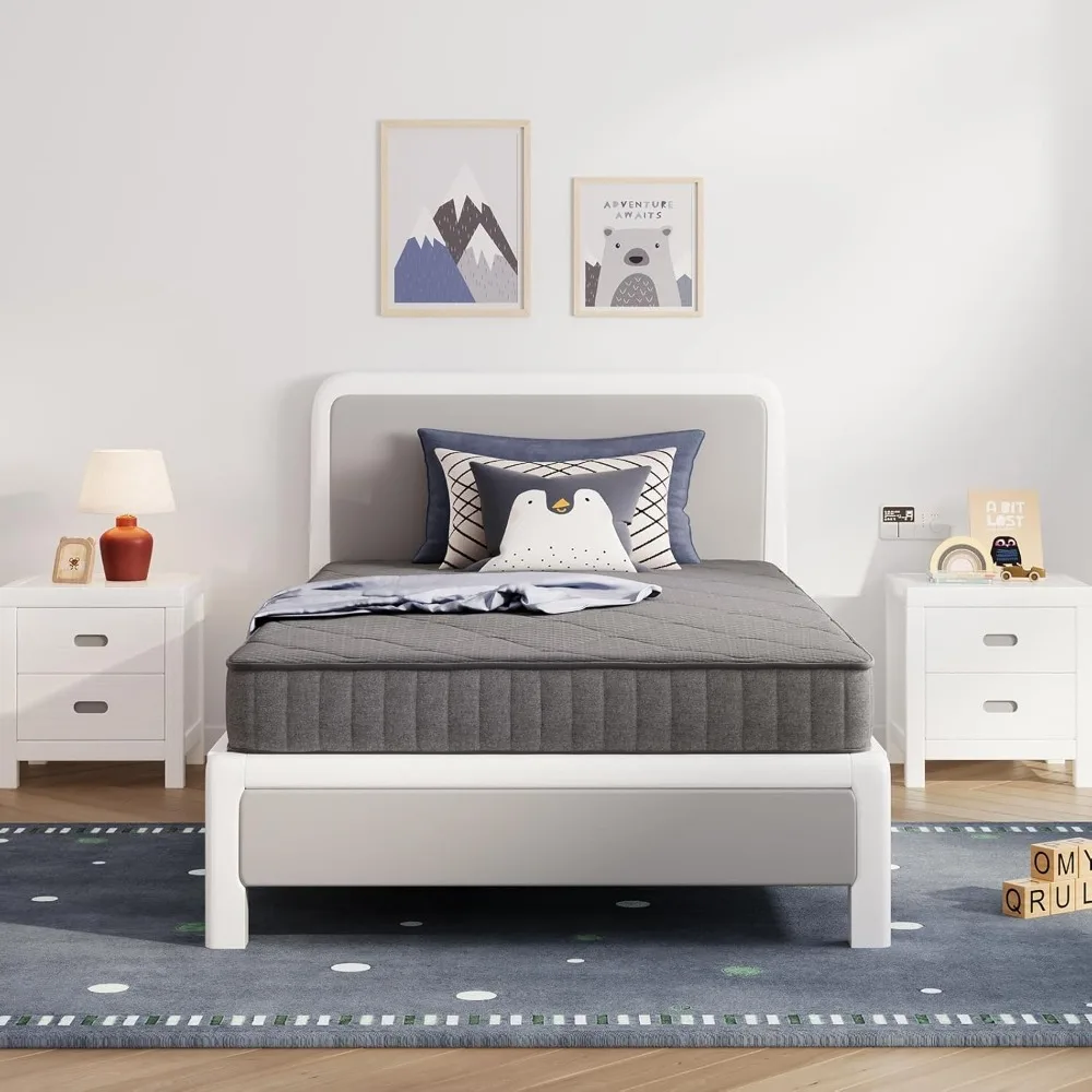 

Twin Mattress 8 Inch Hybrid with Smart Coil and Gel Memory Foam for Cool Sleep and Pressure Relief, Mattre for Bedroom Furniture