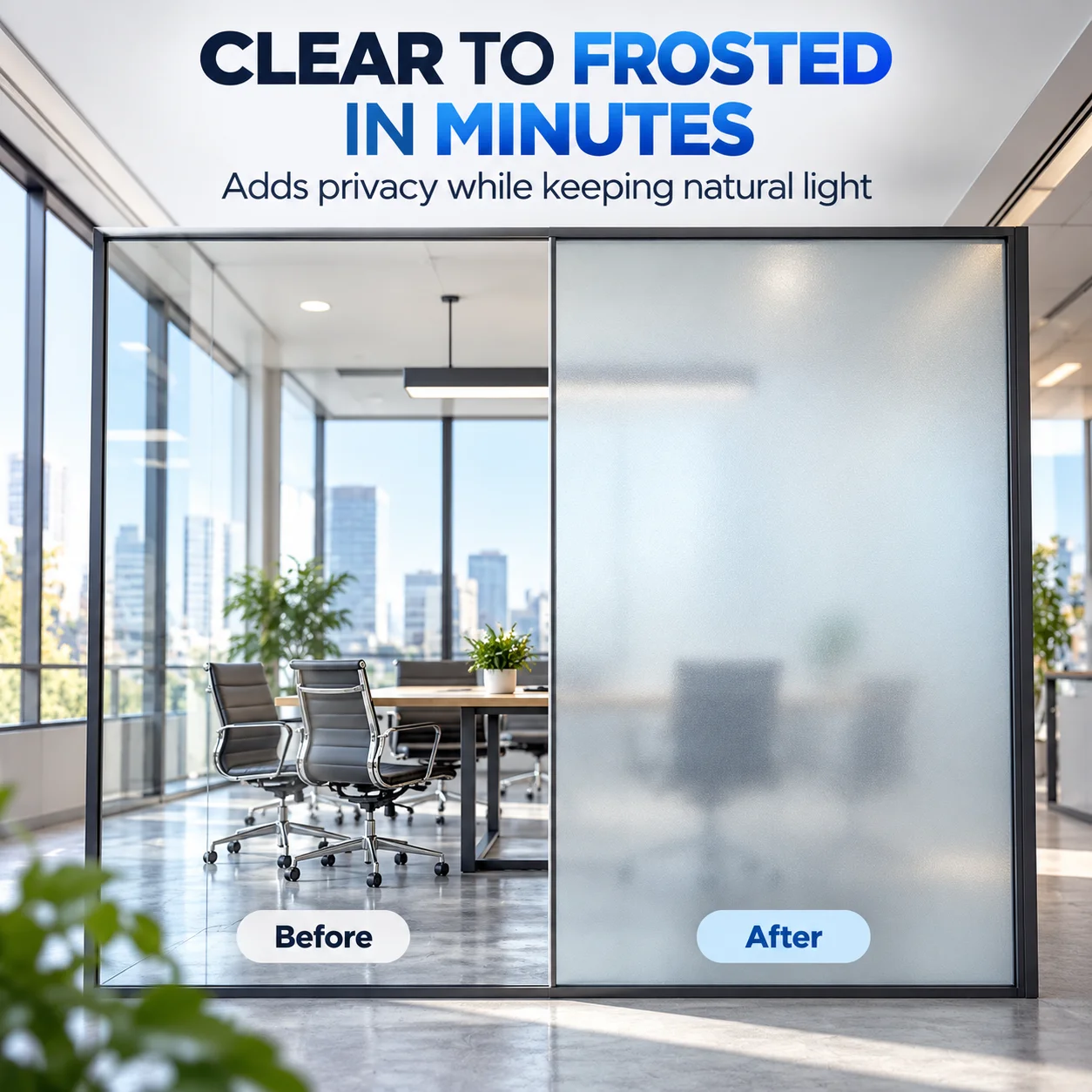 Frosted Glass Paint Kit 50g Privacy Window Coating with Roller, Masking Tape & Scraper DIY Matte Finish for Home Office Glass