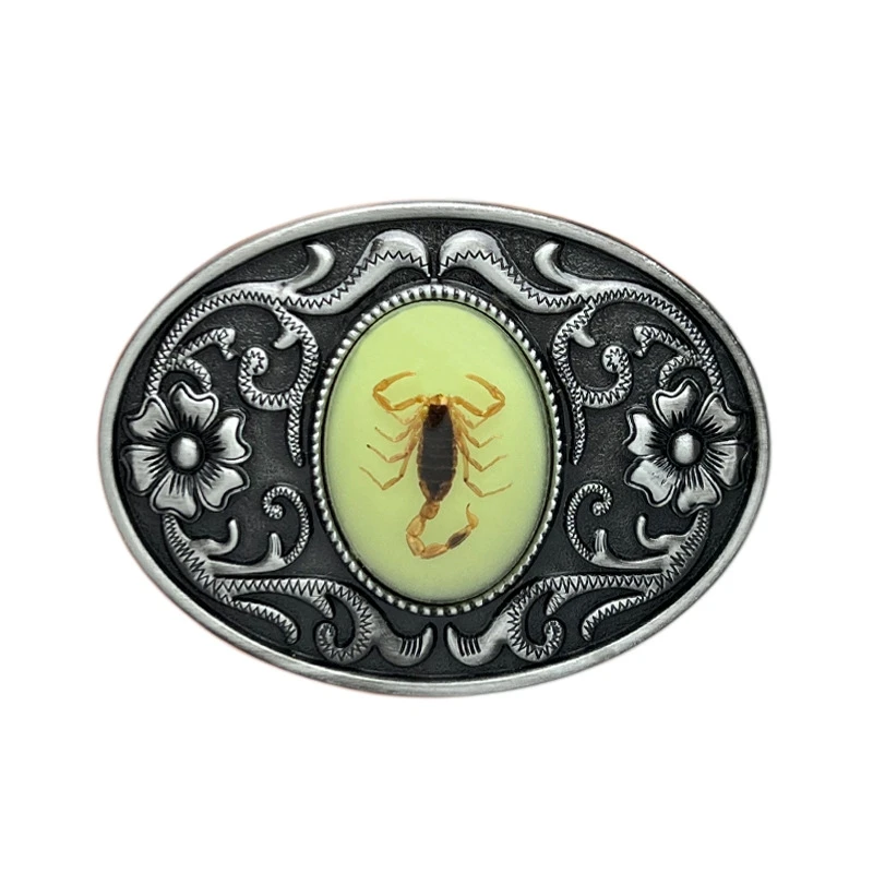 Glow-in-the-Dark Zinc Alloy Scorpion Belt Buckle - Light-Up Fashion Accessory for Men