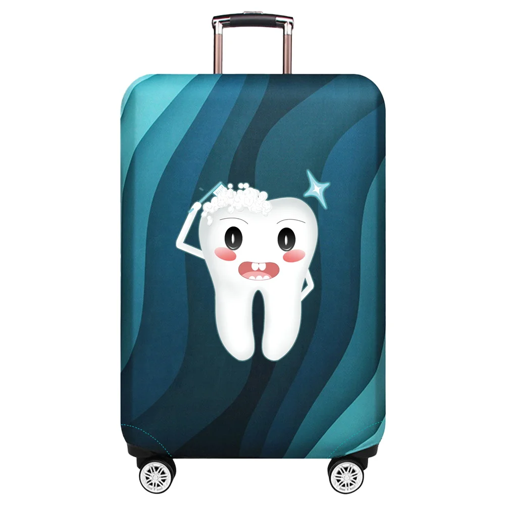 Stretch Fabric Luggage Cover Suitcase Protector Baggage Case for18-32 Inch Suitcase Case Print Teeth Series Travel Organizer