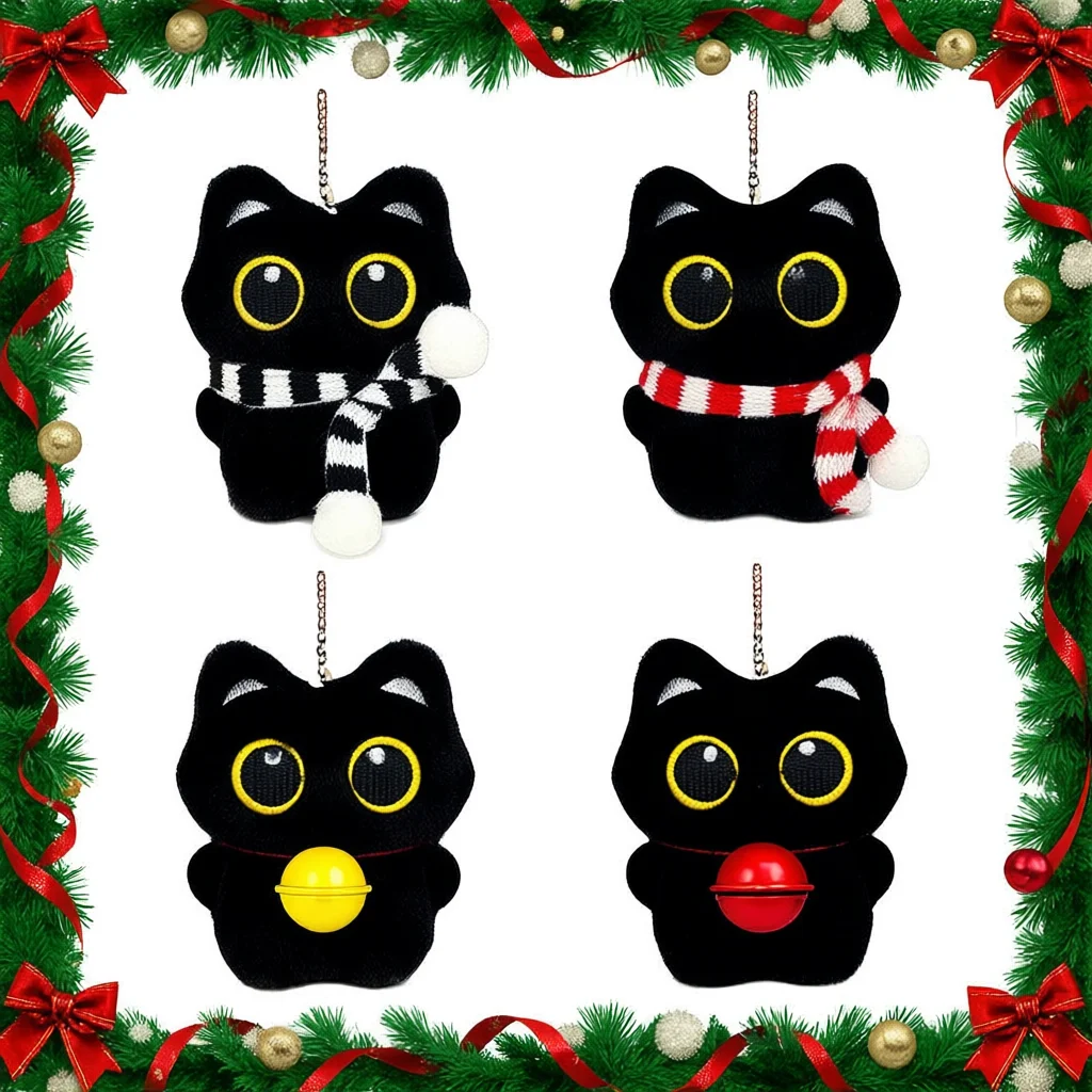 

Плюшевая кукла с черным котом, брелок с мультяшным котенком, мягкая кукла, кулон, ключ от машины, рюкзак, сумка, украшение, кукла