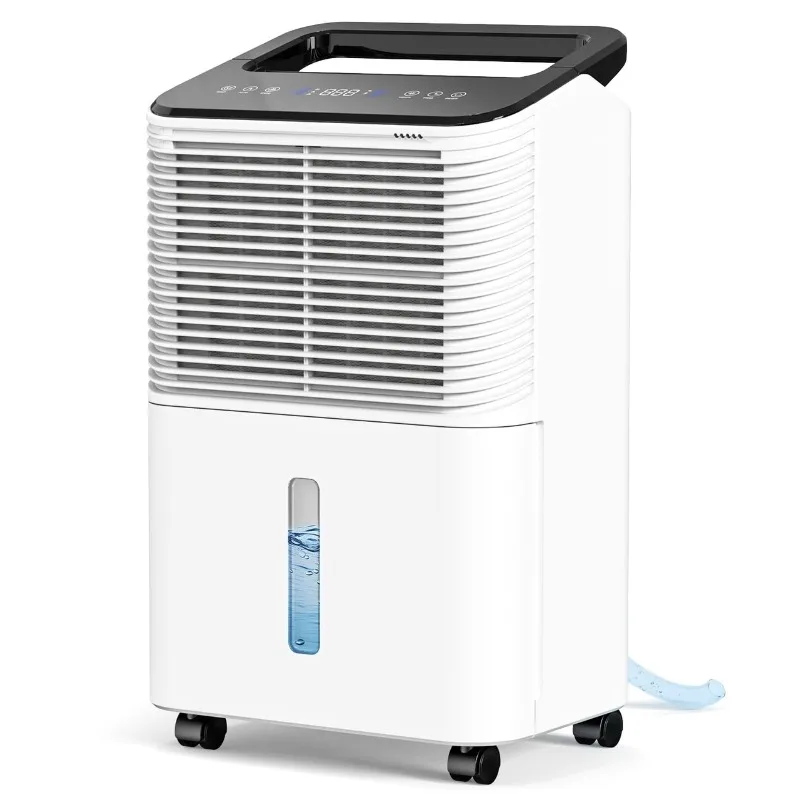 Pint Dehumidifier for Basement, with Drain Hose for Large Bedroom Bathroom, with Auto Humidity Control, 24H Timer