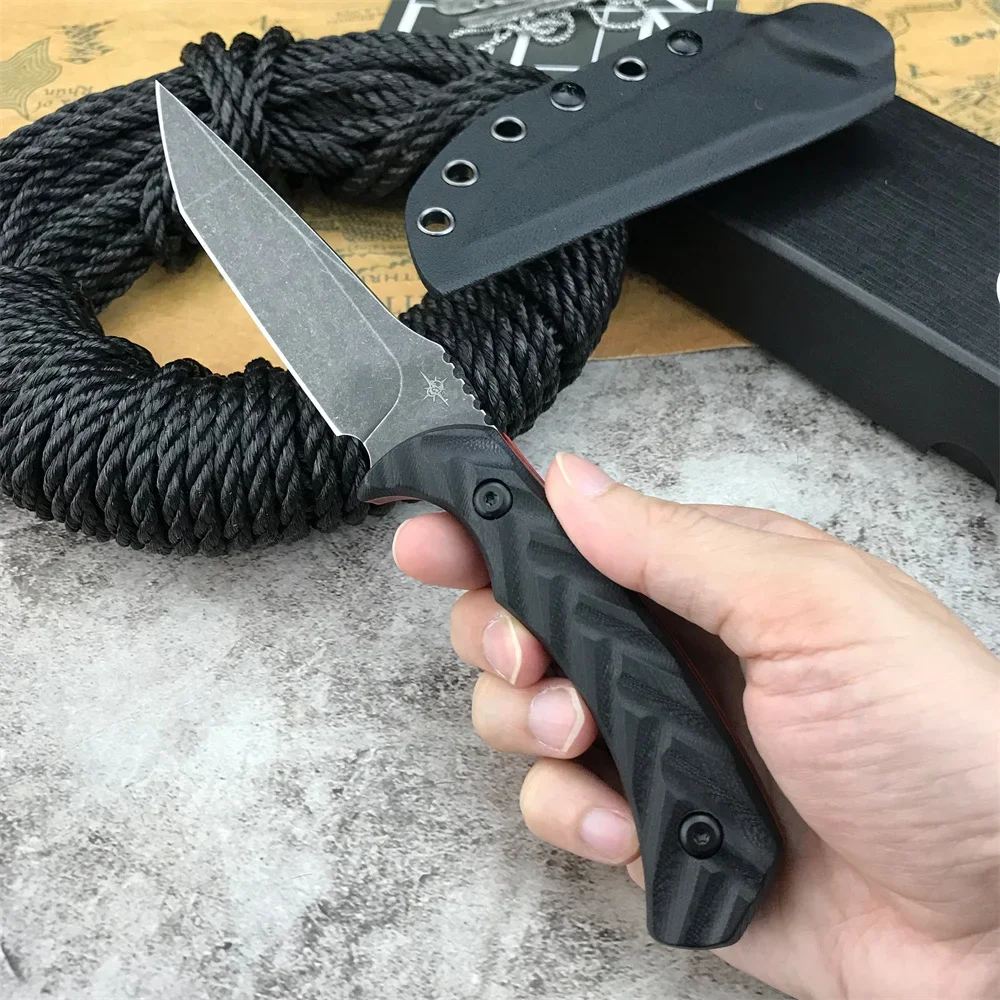 

TOOP Fixed Blade Knife Camping Knife D2 Steel Blade G10 Blade Outdoor EDC Survival Knife Pocket Knife Hiking Fishing Tool