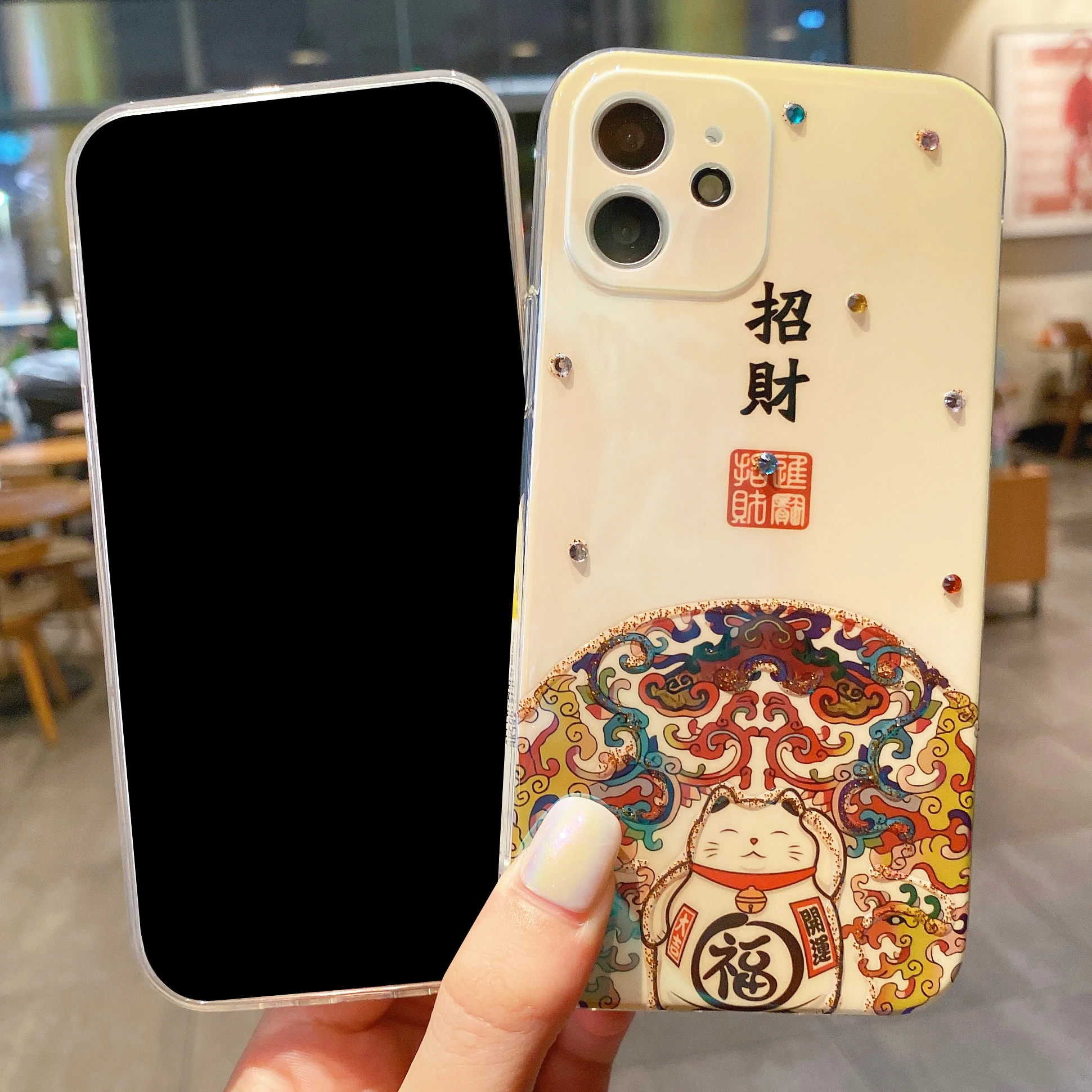 Cartoon Point drill cat Soft Shell For iphone  XS X XR XSMAX 7 8 Plus 11 12 13 Pro Max  Cases Cover