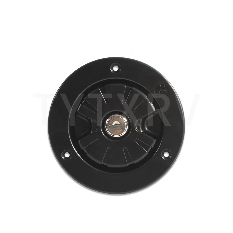 غطاء ملء مدخل RV أسود مع مفتاحين لمقطورة التخييم ر