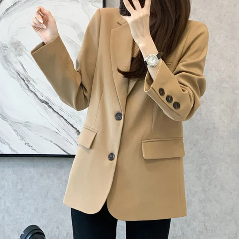 2022 Spring and Autumn New Suit Jacket Women\'s Casual Slim Student Small Suit Women Solid Cotton Winter