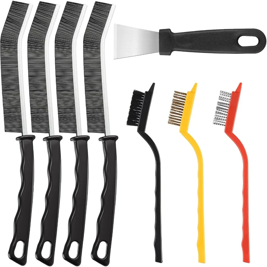 8 قطع من فرش التنظيف ذات الشعيرات الصلبة للاستخدام المنزلي، مستلزمات التنظيف العملية والمتينة، مثالية لبلاط الحمام