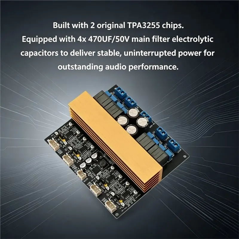 Y45A-TPA3255 4-Channel High Power Digital Power Amplifier Board Class D Hifi Audio Amp Module Balanced Input 315W X4