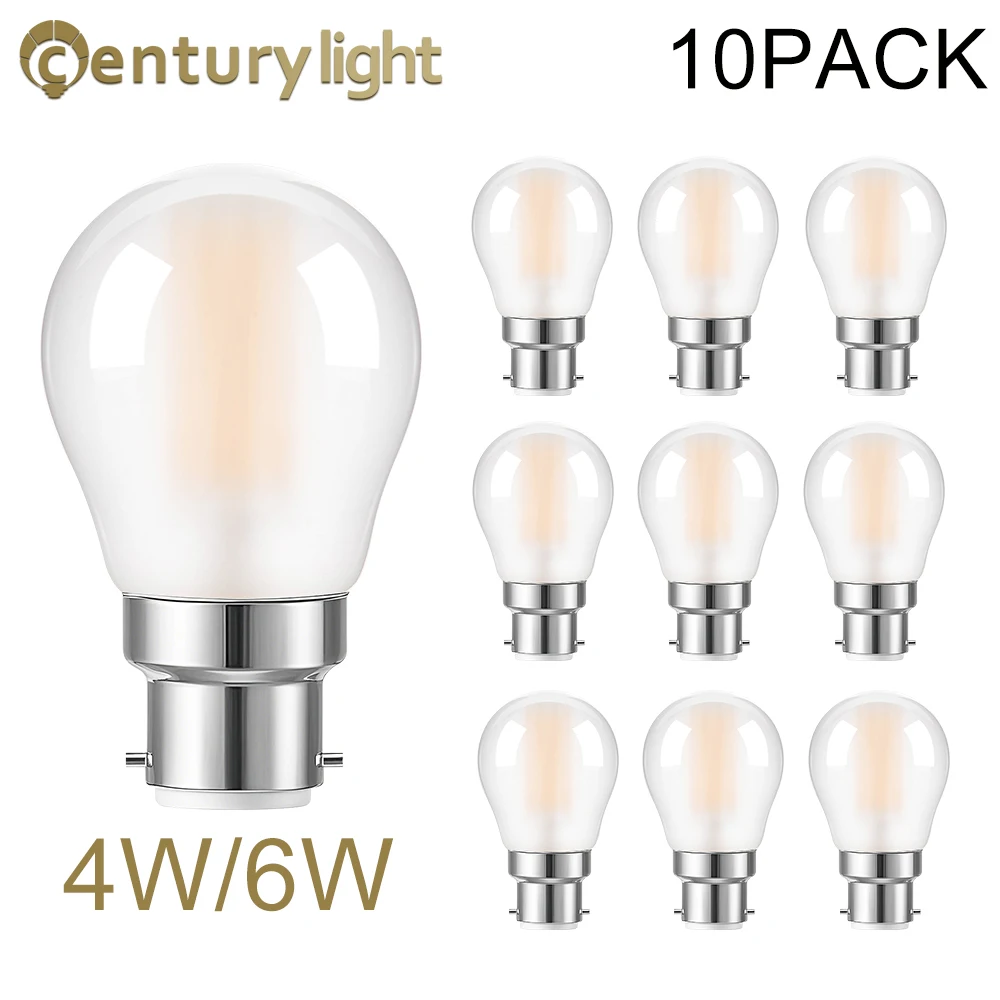 Frosted Led Filament Bulb G45 Milky Glass Globe Lamp B22 Bayonet Bulb 4W 6W Retro Ball Replacement Lights For Pendant Chandelier