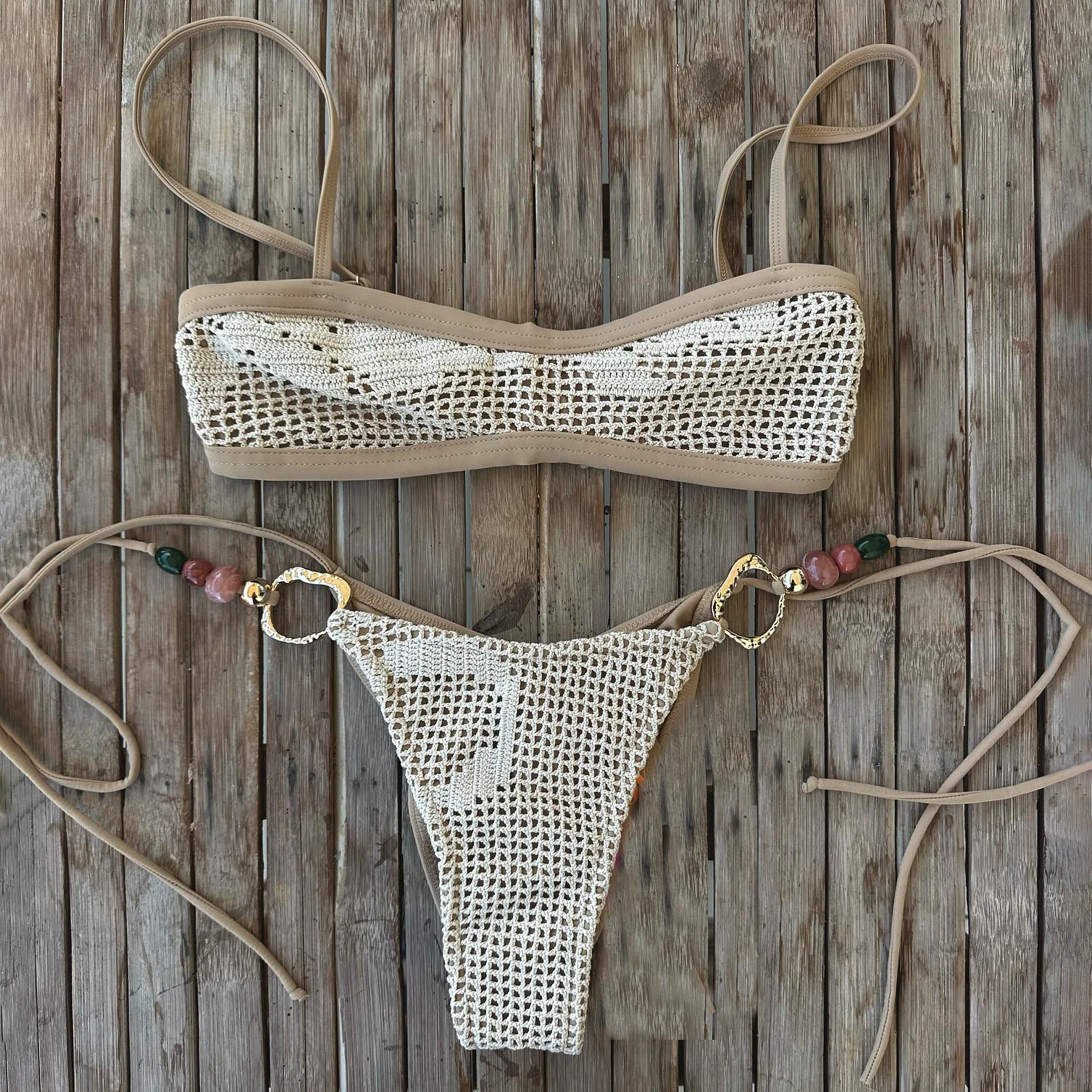Crochet Bikini Sexy Women Swimsuit Push Up Swimwear Female Bandeau Biquini Micro Bikini Set Swimming Suits Bathingsuit Beachwear