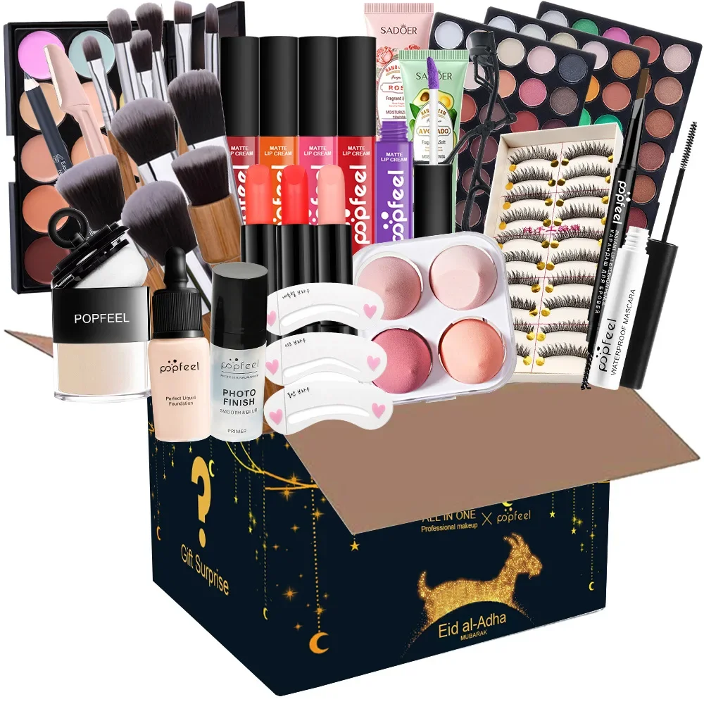 Kit de maquillaje Popfeel de edición limitada, conjunto completo todo en uno, sombra de ojos, delineador de ojos, base en polvo para cejas, juegos de lujo, regalos, cosméticos para mujer