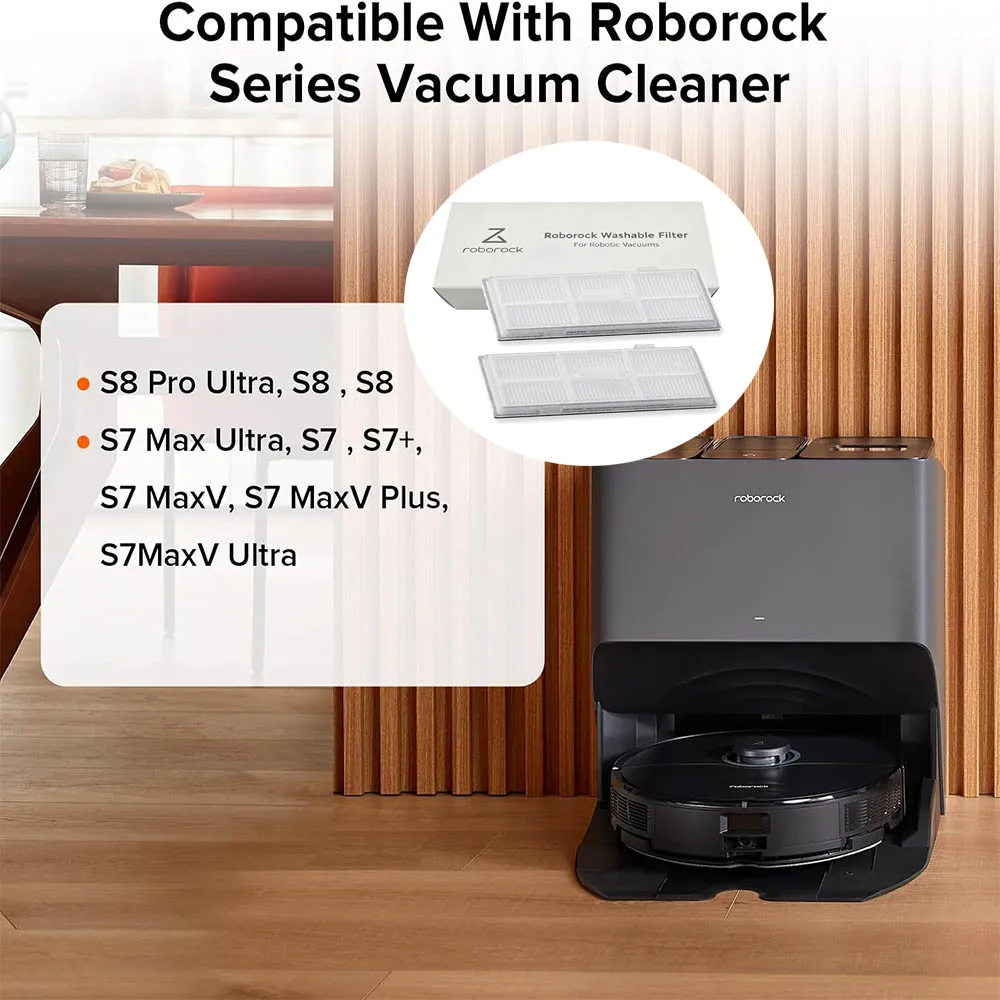 Original Roborock Washable Filter Accessories For S8 Pro Ultra,S8+,S8, S7, S7+,S7 Max Ultra,S7 MaxV,S7 MaxV Ultra Vacuum Cleaner