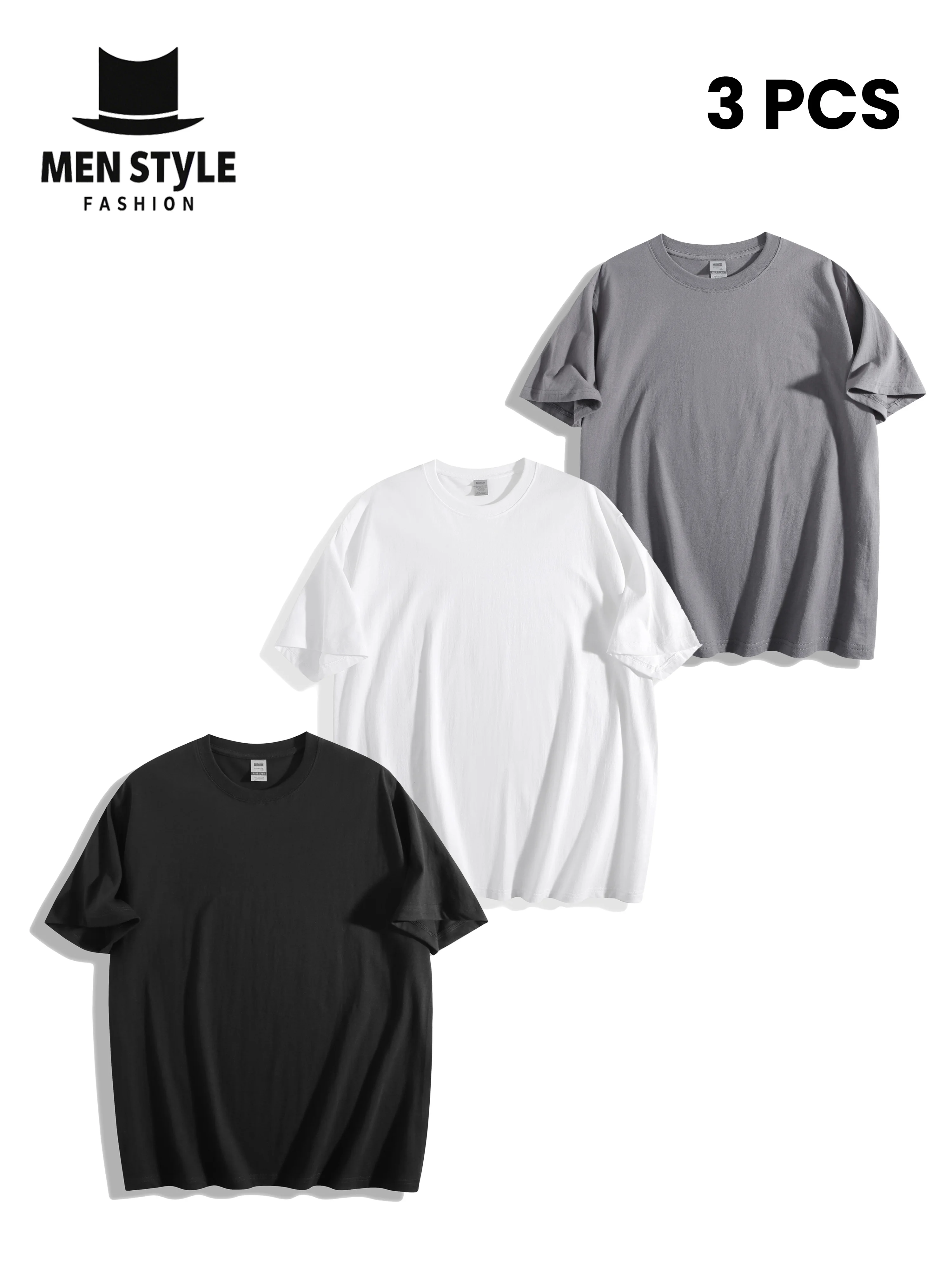 

3 Pcs Set T-shirt 100% cotton skin-friendly Sports Gym Fishing golf Tee shirt all-season Mens clothing