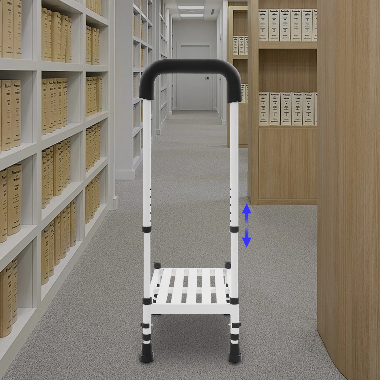 الأبيض الكربون الصلب 99 سنتيمتر عالية خطوة واحدة مقعد مع درابزين قابل للتعديل عدم الانزلاق البراز داخلي مساعد تسلق البراز