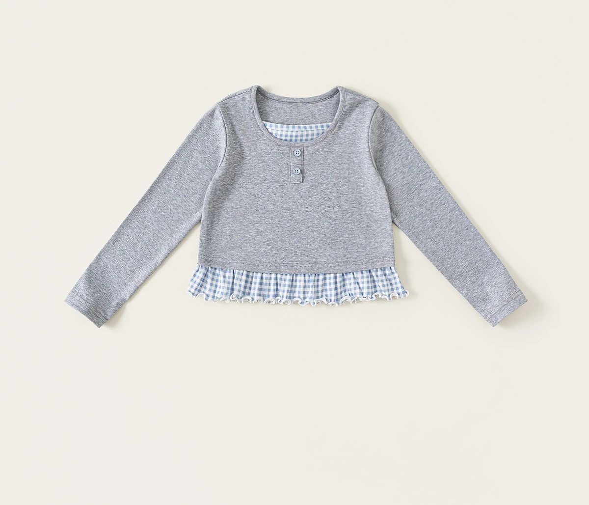 

Children's Clothing Girls' Autumn Bottoming Shirt Children's Top Fungus Edge Plaid Clothes Girls with Long Sleeves Inside