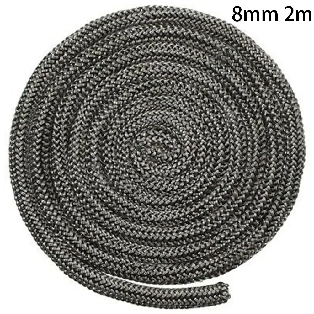 2 Meters Black Round Stoves Rope Se-lf Adhesive Fiberglass Fireplace Chimney Door Sealing Cord Replacement Tape 6MM 8MM