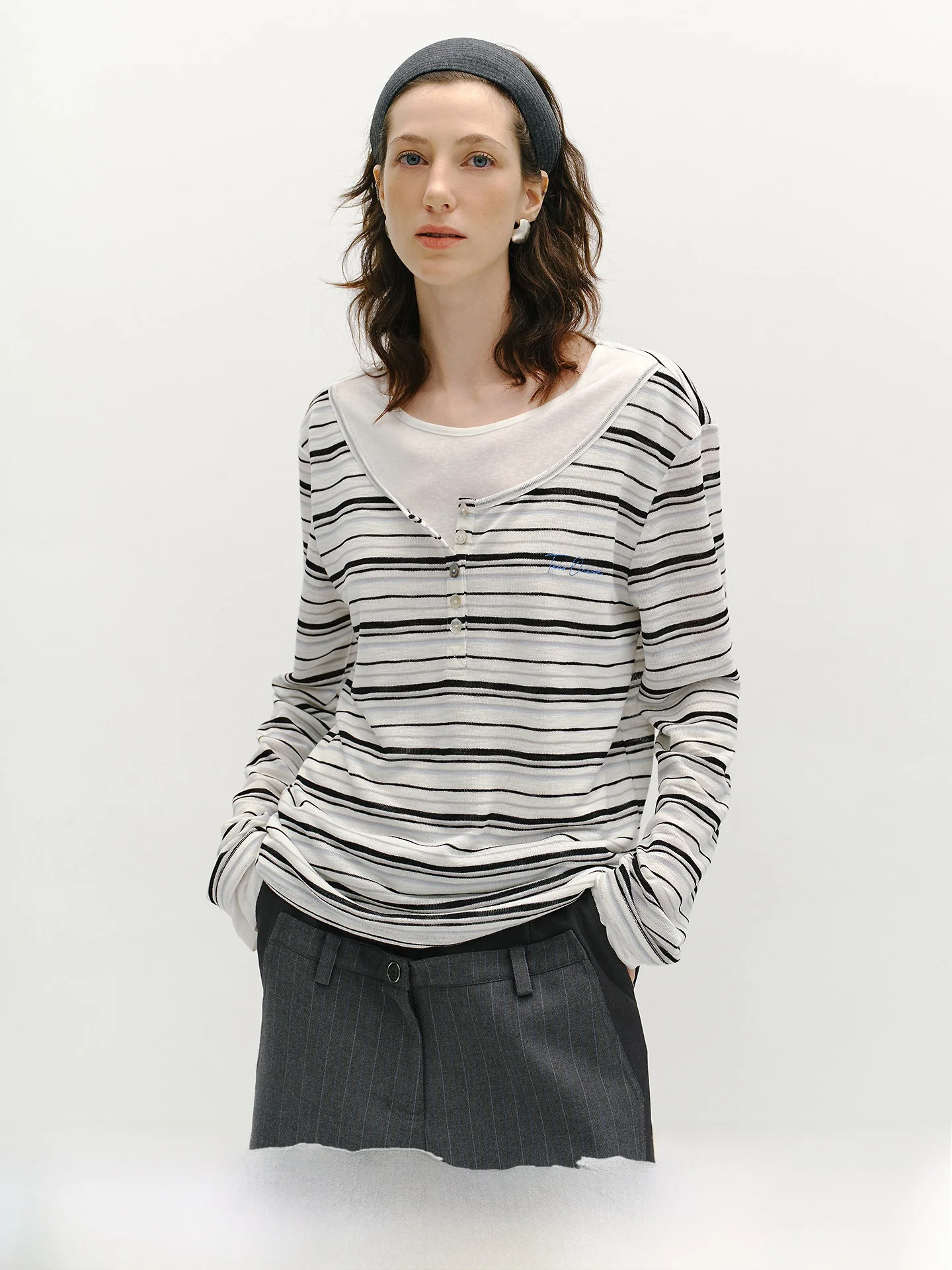 

TearOcean Slimming Bla Stripe Knitted Long Sve Base irt Women's Inner Wear Casual Sle Autumn Winter Faion T-irt