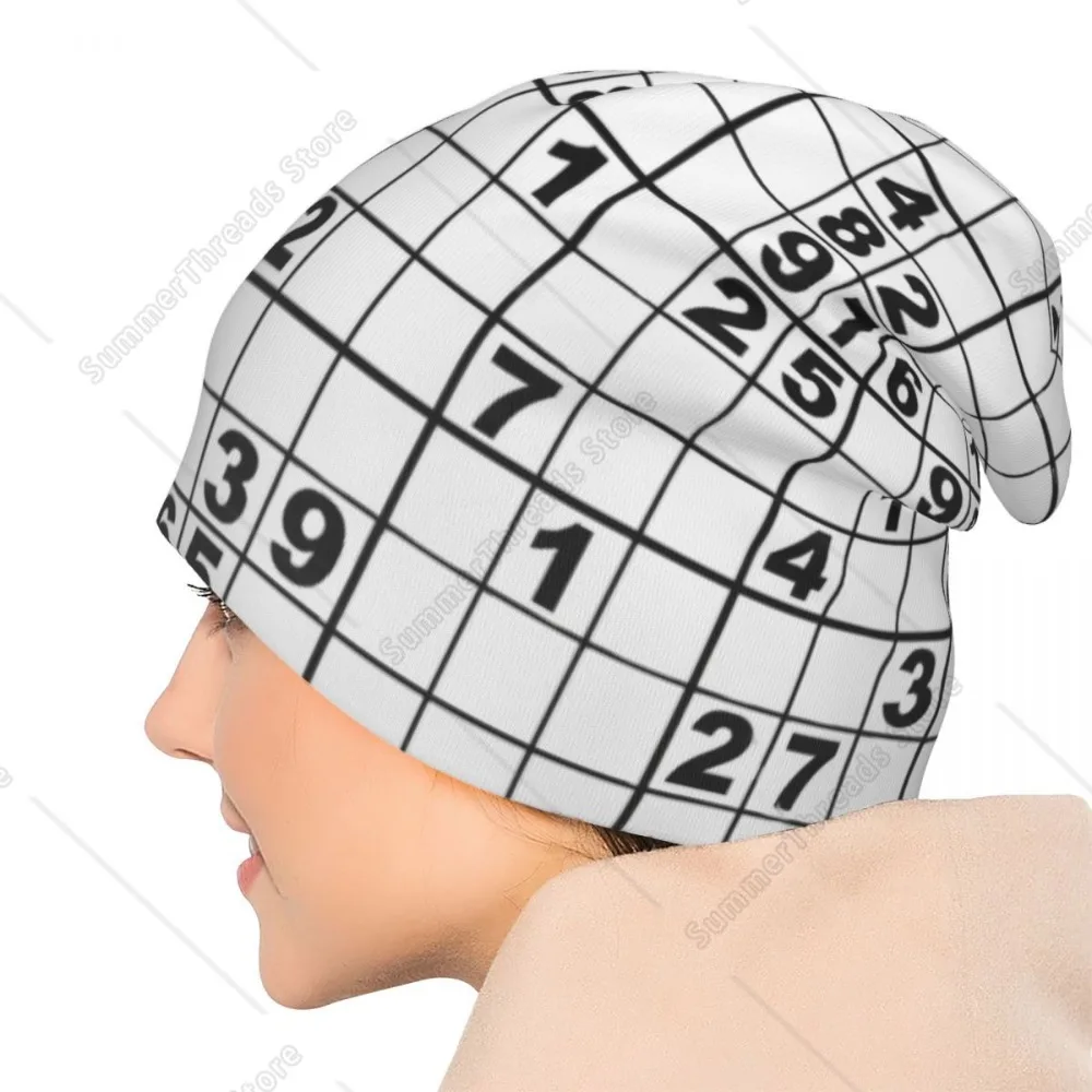 Math Skullies Beanies Caps Sudoku Thin Hat Autumn Spring Bonnet Hats Men Women's Street Ski Cap