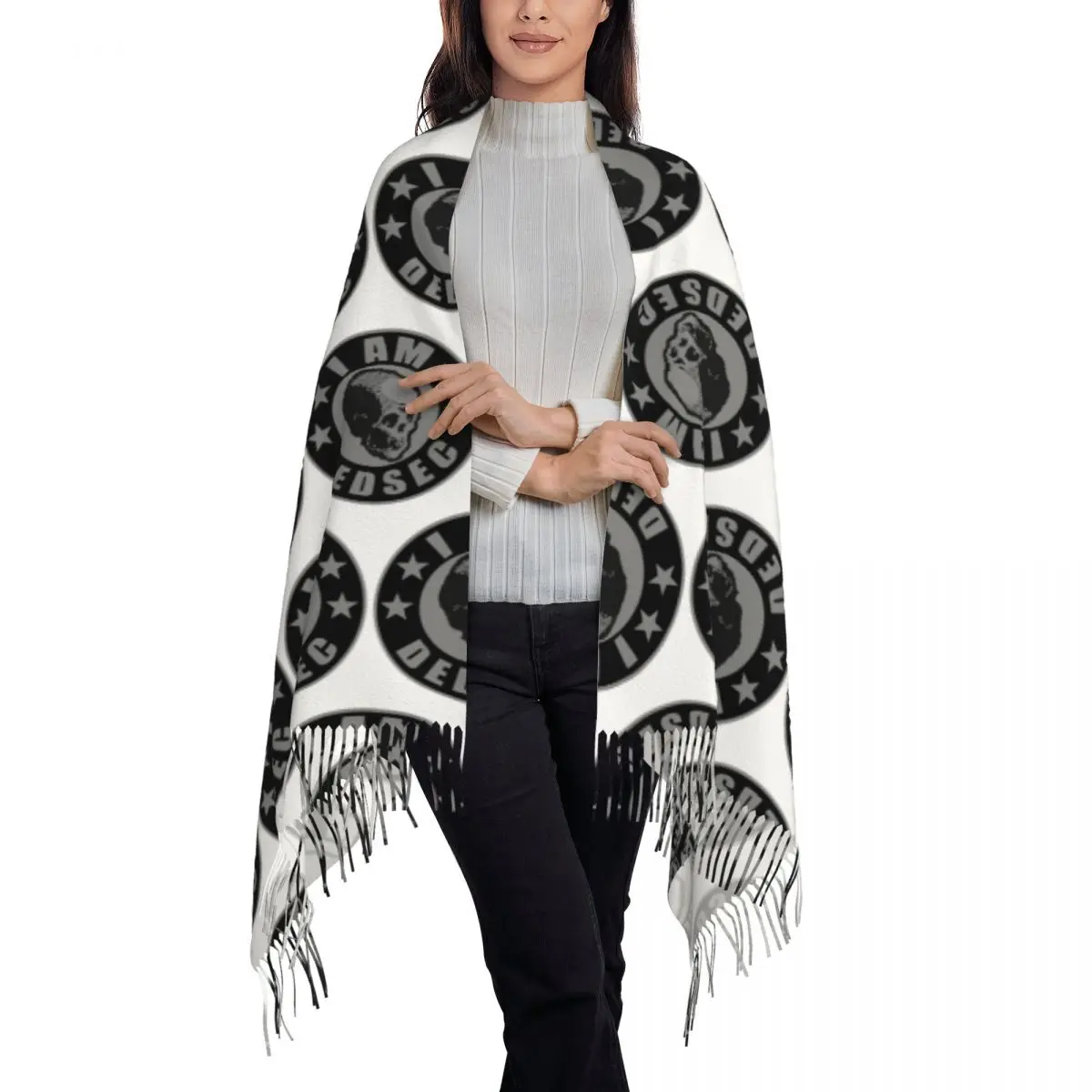 I Am Dedsec Scarf Tassel Scarves for Women Soft Warm Shawls and Wraps Long Fall Winter Shawl Wrap