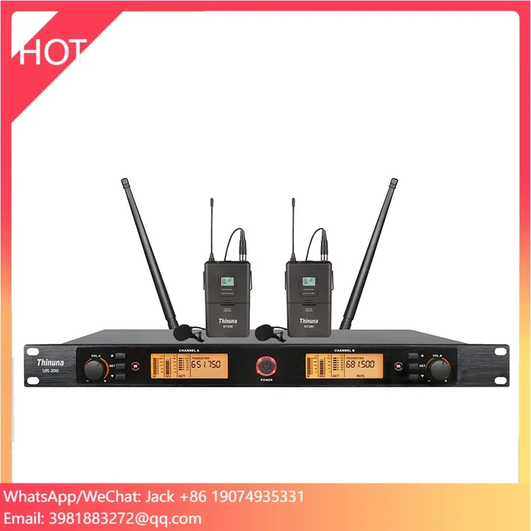 

Thinuna UR-200 Professional 2 Channel UHF Wireless System Microphone Set With Handheld/Lapel/Headset Wireless Microphone