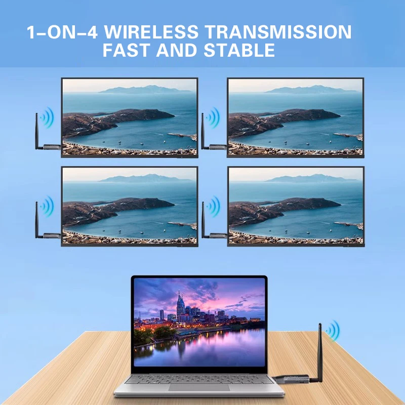 Transmisor y receptor HDMI inalámbrico, Plug and Play, transmisión de audio y vídeo de computadoras portátiles, PC, TV Box, cámaras a televisores/proyectores
