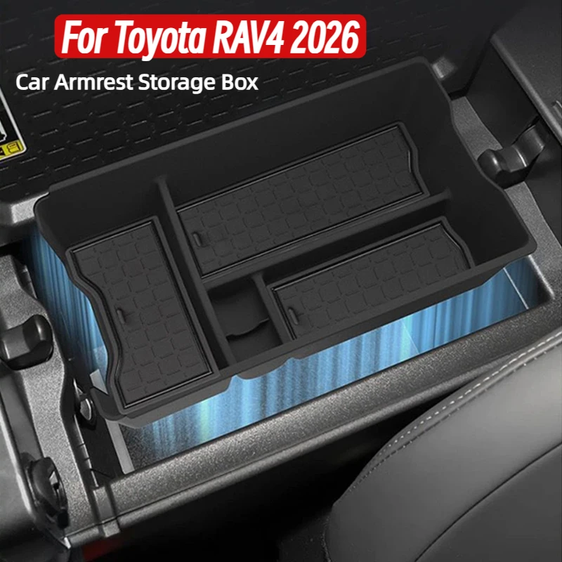 Car Armrest Storage Box For Toyota RAV4 2026 Organizer Central Console Storage Box Container Tray Interior Accessories
