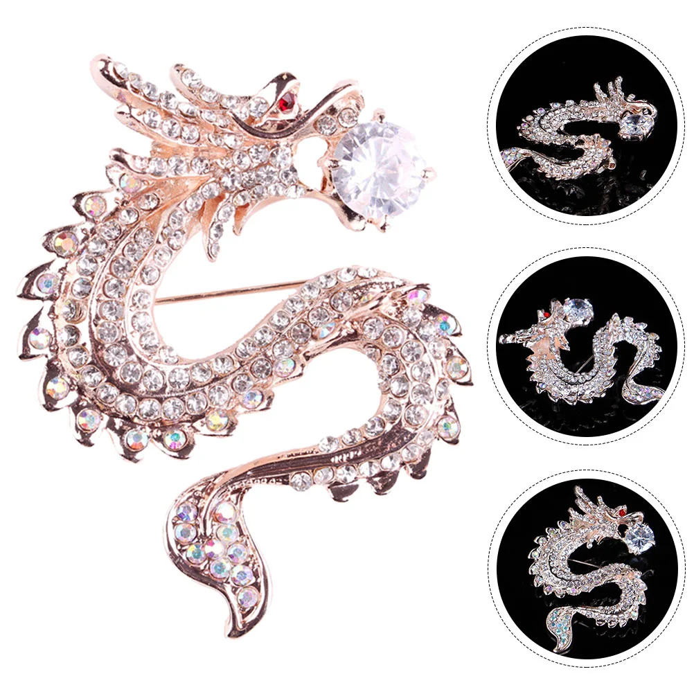 2024 Year of The Dragon Chinese Zodiac Brooch (xz4340a Zircon Model) Mens Gifts Brooches Shawl for Women Pin Alloy Man Collar