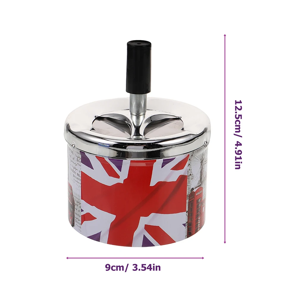 

2pcs Stainless Steel Automatic Extinguishing Smokeless Car Outdoor Metal For Home Desktop Swivelling Lid Ashtray Decorative Push
