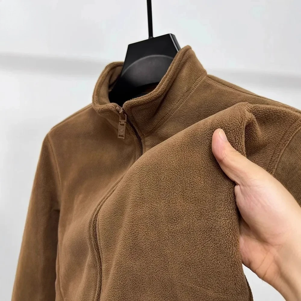 Autumn and Winter Men's Stand-up Collar Zipper Cardigan Jacket Autumn and Winter Men's Thickened Warm Fleece Solid Color Jacket