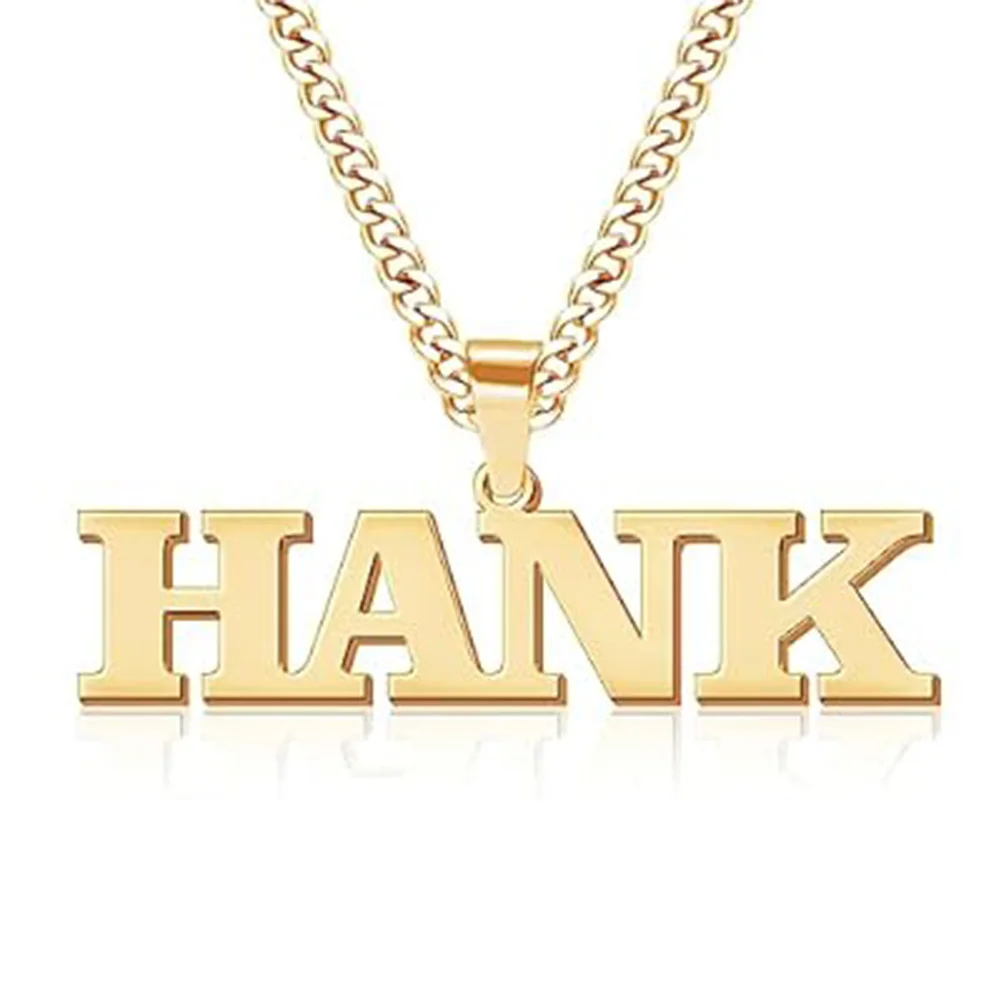 

YHLISO Custom Name Necklace Personalized for Men Gold Plate Mens Custom Name Initial Number Necklace Gifts for Dad Grandfather