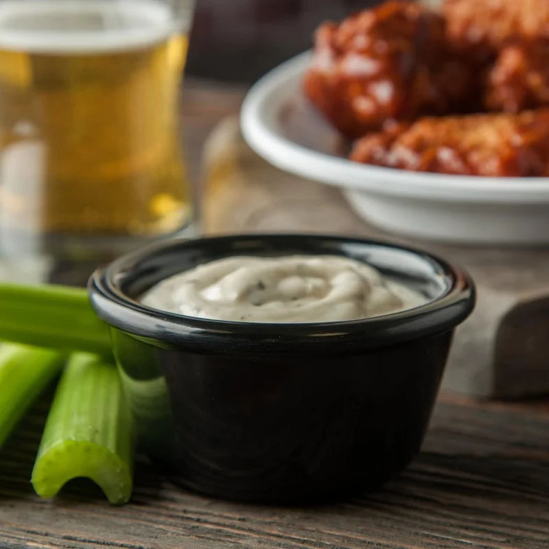 Ciotola per salsa Ramekin in plastica per casa e ristorante, plastica, 4 once, nera